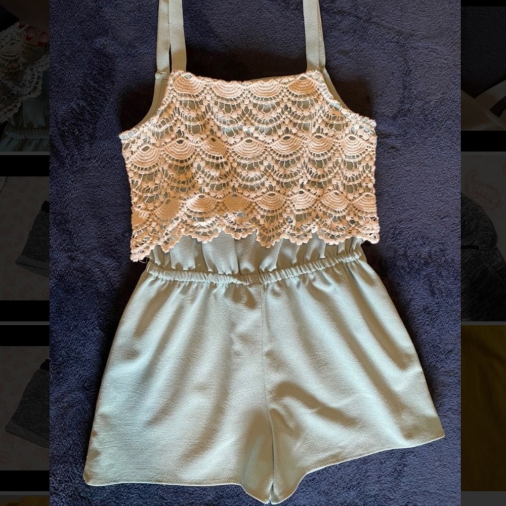 girls mint green romper